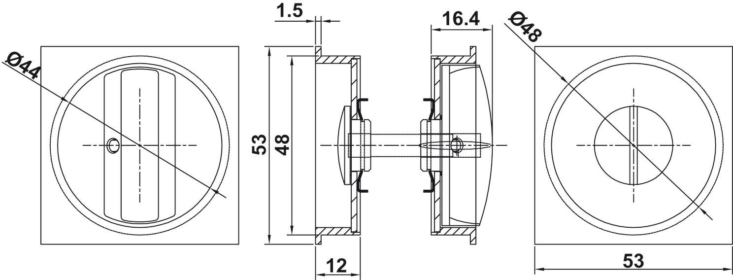 Gömme kulp, SQUARE, Pirinç, 58 mm, HÄFELE ---Gömme kulp, SQUARE, Pirinç, 58 mm 2