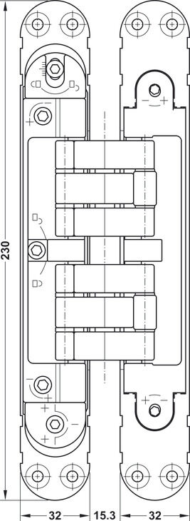 Kapı menteşesi, gizli, en fazla 200 kg düz iç kapılar için, 3D ayarlanabilir, boyut 230 mm 2