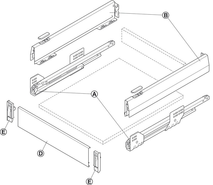 Çift Yanaklı Çekmece Sistemi, HÄFELE MATRIX BOX P, İç Çekmece Ön Paneli 4