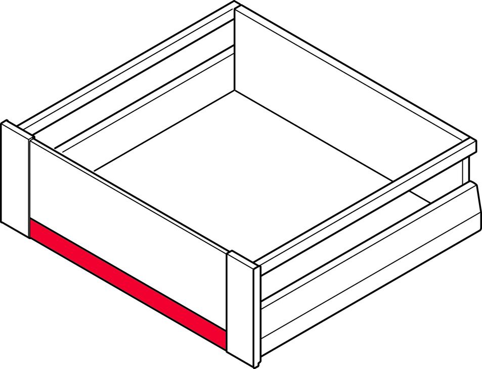 Çift Yanaklı Çekmece Sistemi, HÄFELE Matrix Box P, Yüksek İç Çekmece, Cam, ön profil