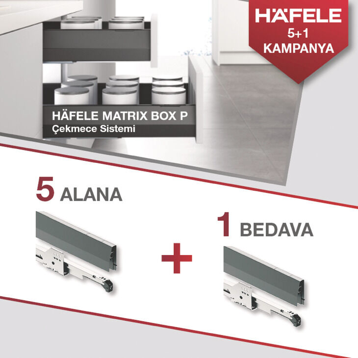 Çift Yanaklı Çekmece Sistemi, HÄFELE MATRIX BOX P, Çekmece Seti, 18 mm Ahşap Kalınlığı İçin