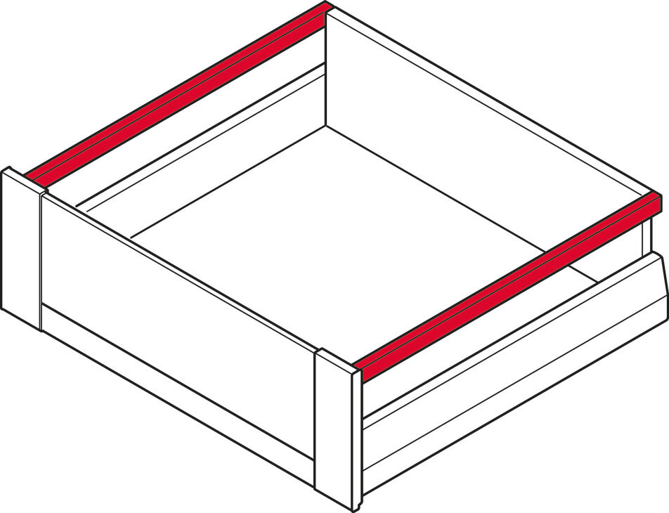 Çift Yanaklı Çekmece Sistemi, HÄFELE Matrix Box P, Yüksek İç Çekmece, Cam, ön profil 2