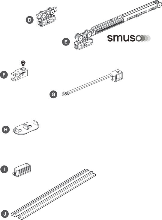 Kayar kapı donanımı, Häfele Slido F-Line21 20A, set 3