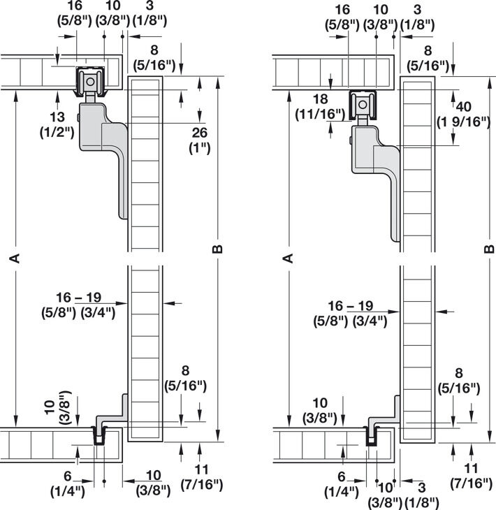 Kayar kapı donanımı, Häfele Slido F-Line21 20A, set 2