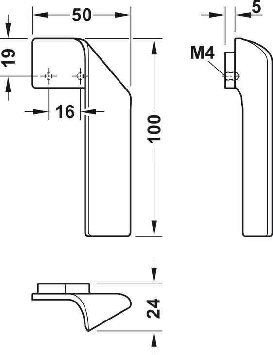 Parmakla Çekme Kolu, Häfele Déco H2155, zamak 3