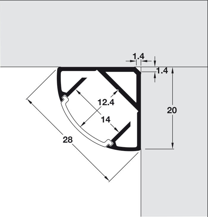 Köşe profili, 10 mm şerit LED aydınlatmalar için Häfele Loox Profil 2195 3
