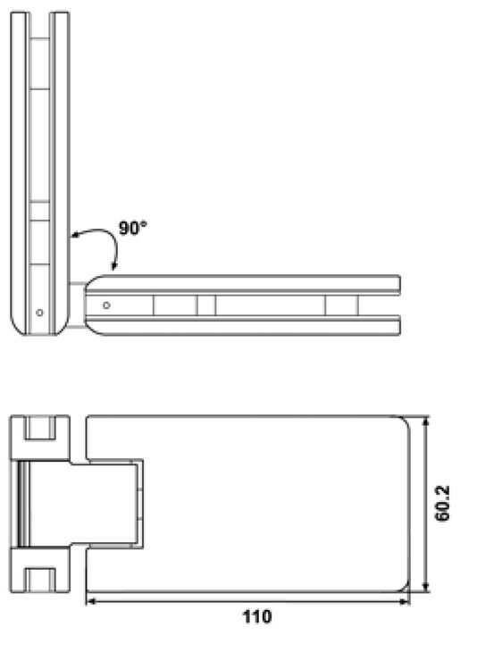 Duş Kabin Menteşesi, Camdan Cama, 90° 2
