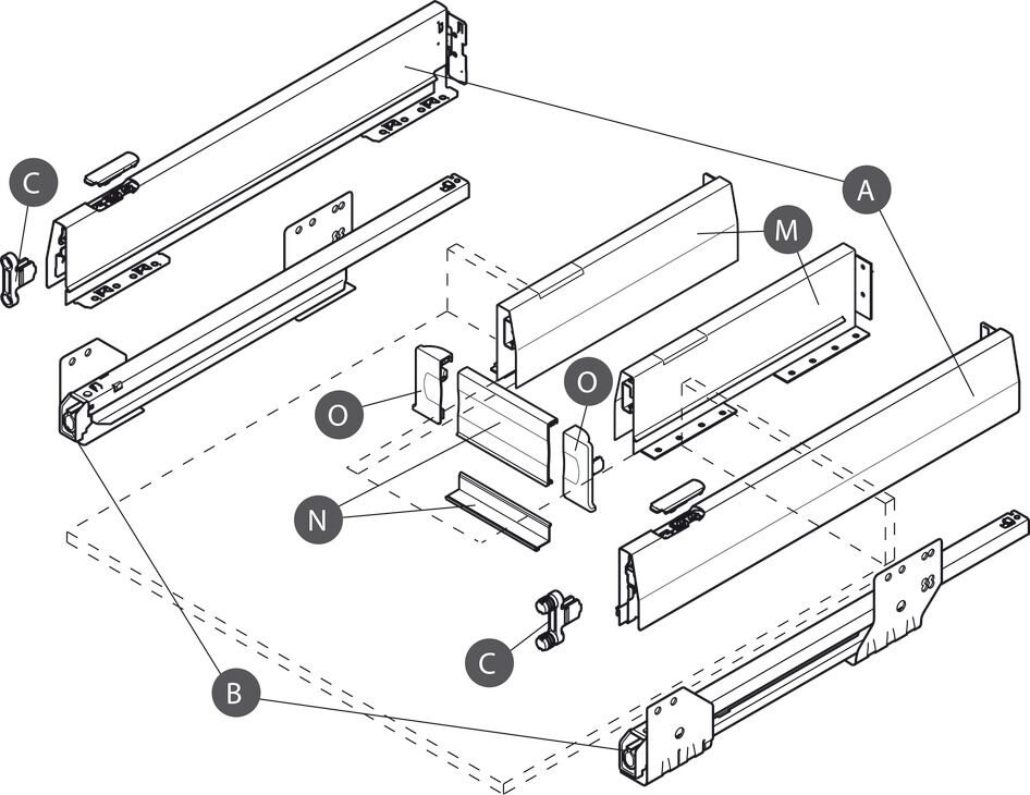 Çekmece kenarları, Häfele Matrix Box P 3