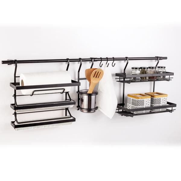 TRENO Tezgah Arası Aksesuar Siyah 100cm Set 3