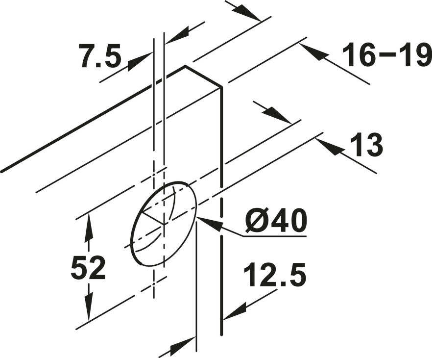 kapı sabitleme seti, Häfele Slido F-Park71 16B/25B, tam bini montajı için 4
