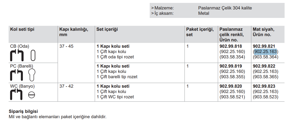KANT Kapı kolu p.çelik mat 4