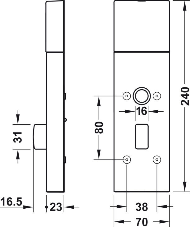 Kapı terminal seti, Häfele Dialock DT 700c, çevirmeli kapı kollu 4