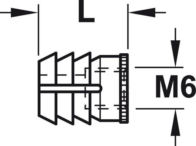 Açılan kovan, M6 iç diş, plastik (poliamid), metal göbekli 2