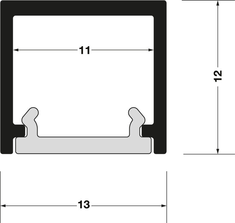 Alttan montaj için profil, 8 mm şerit LED aydınlatmalar için Häfele Loox5 profil 2102 4
