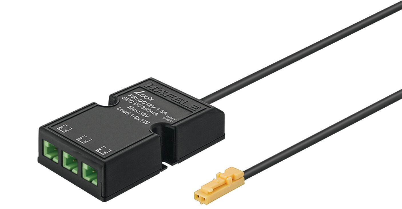Dönüştürücü, 24 V tüketici cihazları 12 V sürücüye bağlamak için Häfele Loox