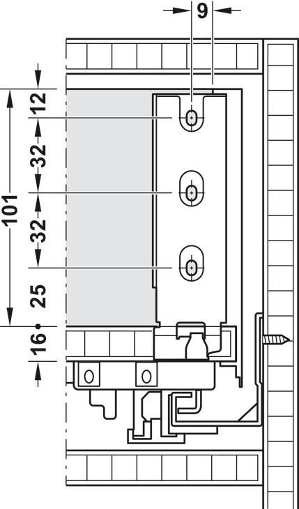 Çerçeve, Matrix Box Slim A, çekmece yan yüksekliği: 128 mm 6