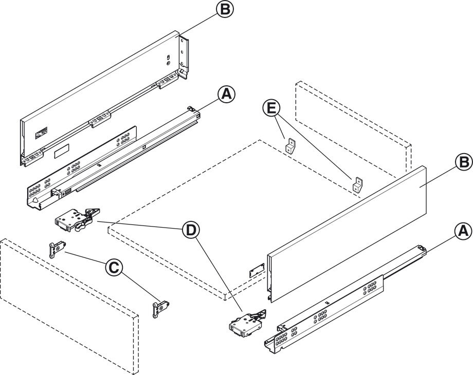 Çerçeve, Matrix Box Slim A, çekmece yan yüksekliği: 128 mm 4