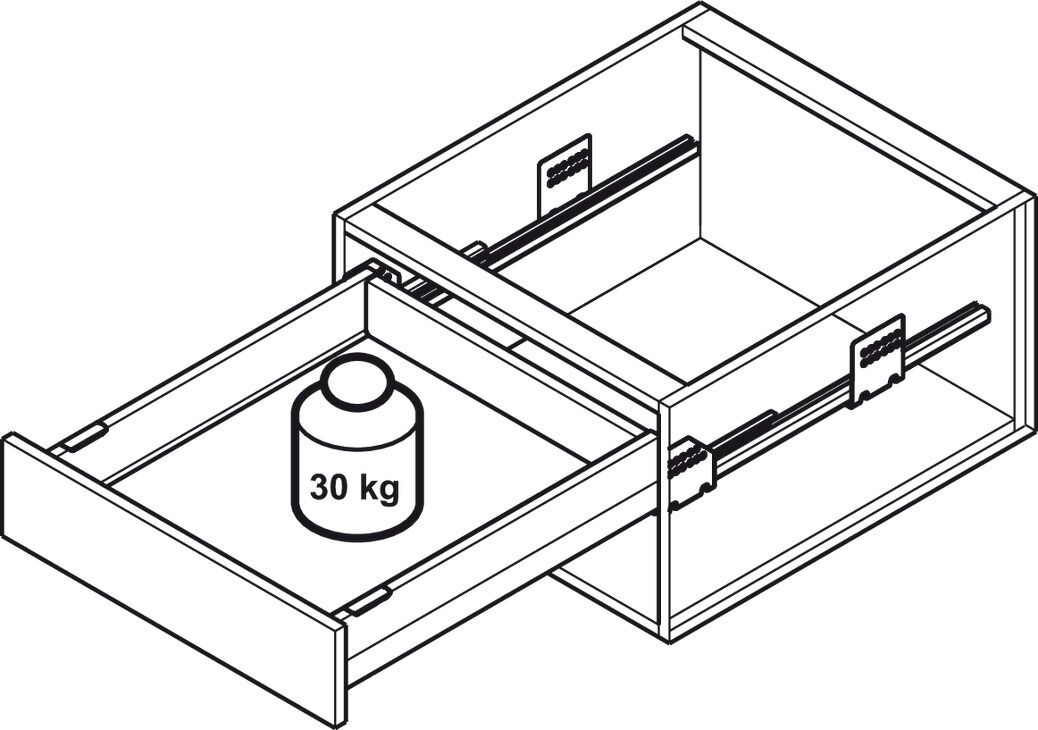 Çekmece yan ray sistemi, Häfele Matrix Box Slim A Synchro, çekmece yan yüksekliği 175 mm 4