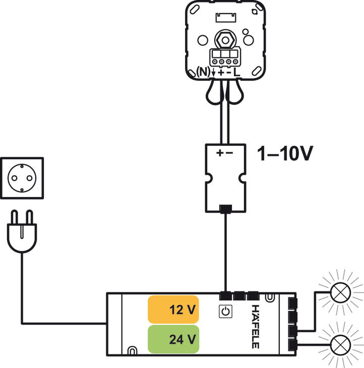 Dimmer arayüzü, Häfele Loox, modüler tasarım, 12/24 V 3