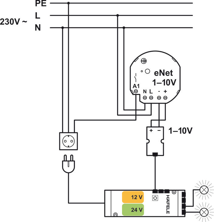 Dimmer arayüzü, Häfele Loox, modüler tasarım, 12/24 V 2
