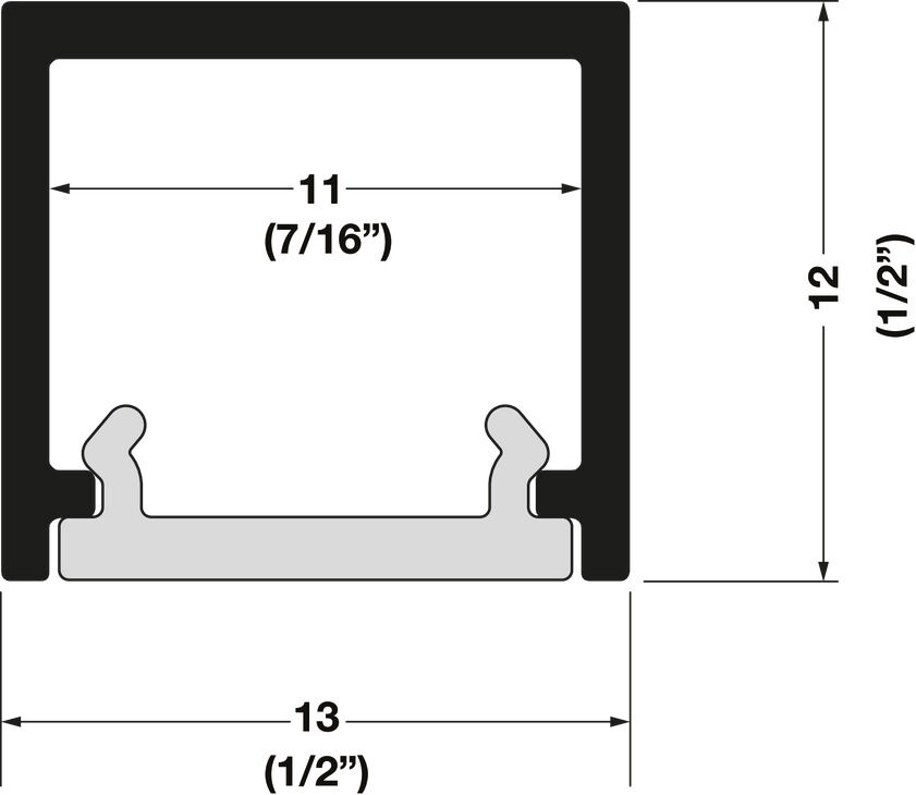 Alttan montaj için profil, 8 mm şerit LED aydınlatmalar için Häfele Loox5 profil 2102 3