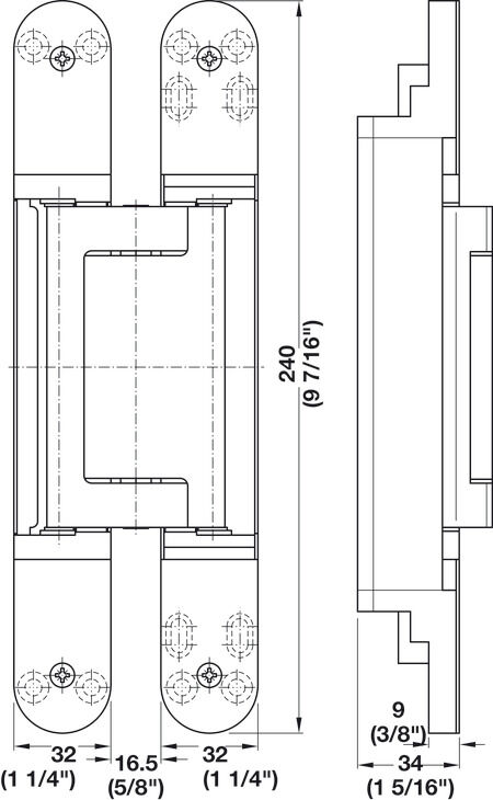 Kapı menteşesi, Simonswerk TECTUS TE 640 3D, en fazla 200 kg düz kapılar için 3