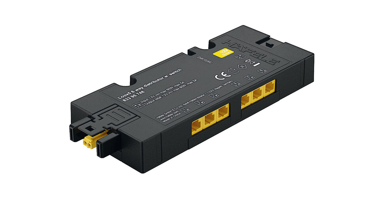 6 yollu dağıtıcı, Açma işlevli Häfele Loox5 12 V kutudan kutuya 2 pimli (monokrom)