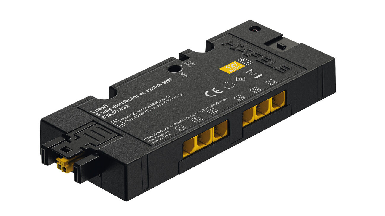 6 yollu dağıtıcı, Açma işlevli Häfele Loox5 12 V 3 pimli (Ton ayarlı beyaz)