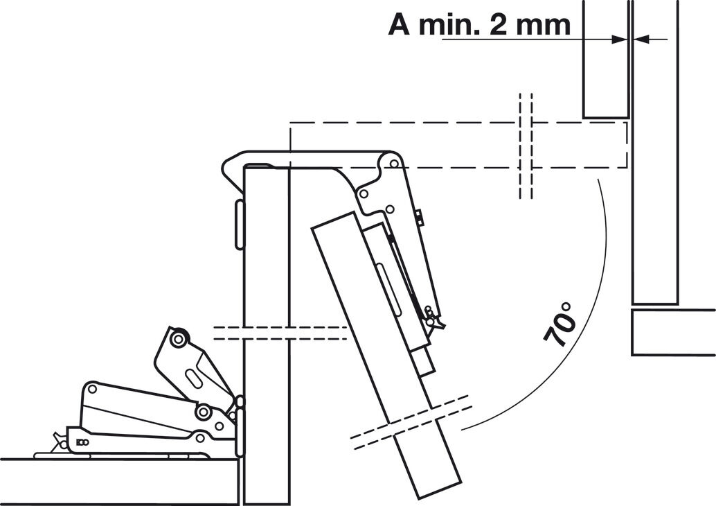 Gizli menteşe, Häfele Metalla 510 A/SM 70°, köşe dolabı uygulamaları için, tam bini montajı 3