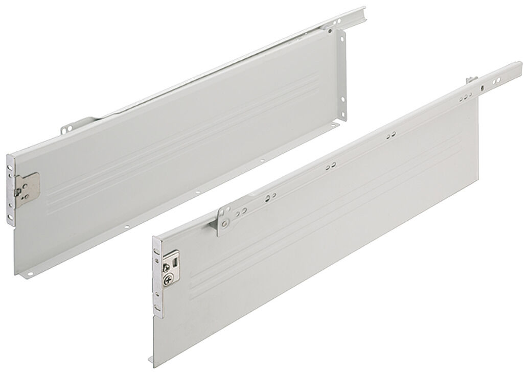 Çekmece yan ray sistemi, tek yanaklı, Häfele Matrix Box Tek A25, tek açılım, yükseklik 150 mm, beyaz, RAL 9010