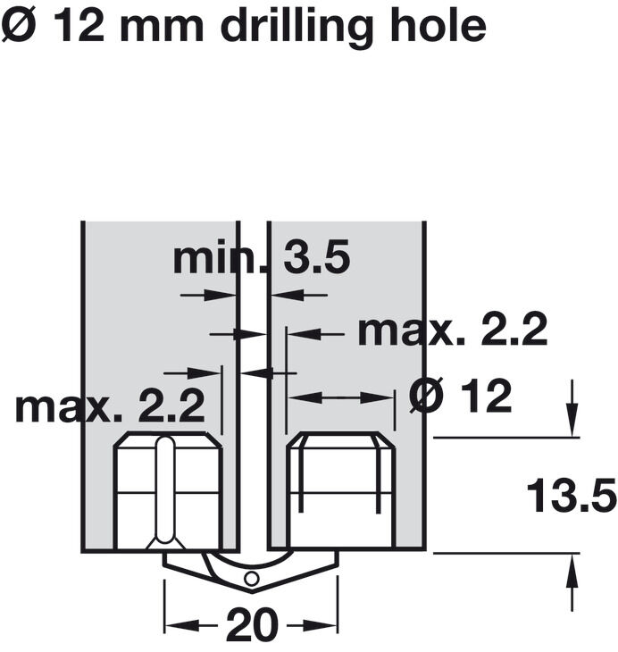 Menteşe, Zysa, ahşap kalınlıkları 14–40 mm için, gizli montaj için 3