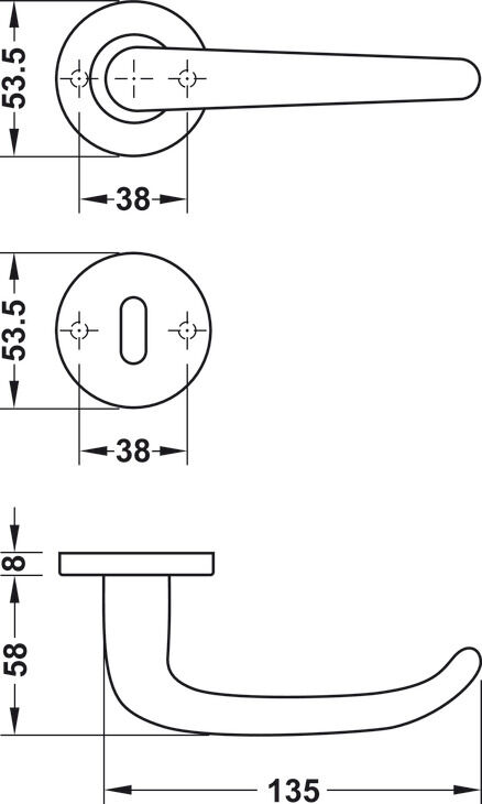 Kapı kolu seti, Häfele Startec model LDH 2176, paslanmaz çelik, yangın dayanıklı kapı 2