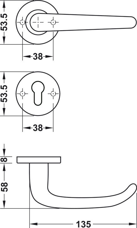 Kapı kolu seti, Häfele Startec model LDH 2176, paslanmaz çelik, yangın dayanıklı kapı 4