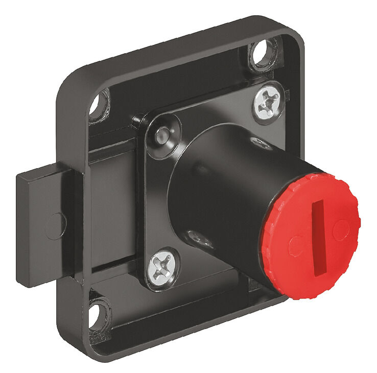 Kilit sürgüsü kilidi, Häfele Symo EC, seren mesafesi 25 mm, cıvata hareketi 8 mm, 22 mm ila 45 mm uzunlukla silindir muhafazası ile