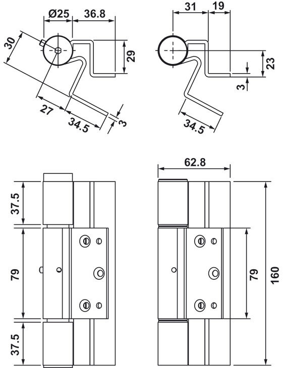Metal Kasa Menteşesi, 2 Menteşe İle 160 kg Taşıma Kapasitesi, Galvaniz 2