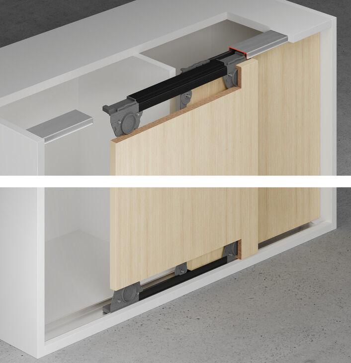 Taşıyıcı ve kılavuz ray, Häfele Slido F-Flush57 06A / 08B için