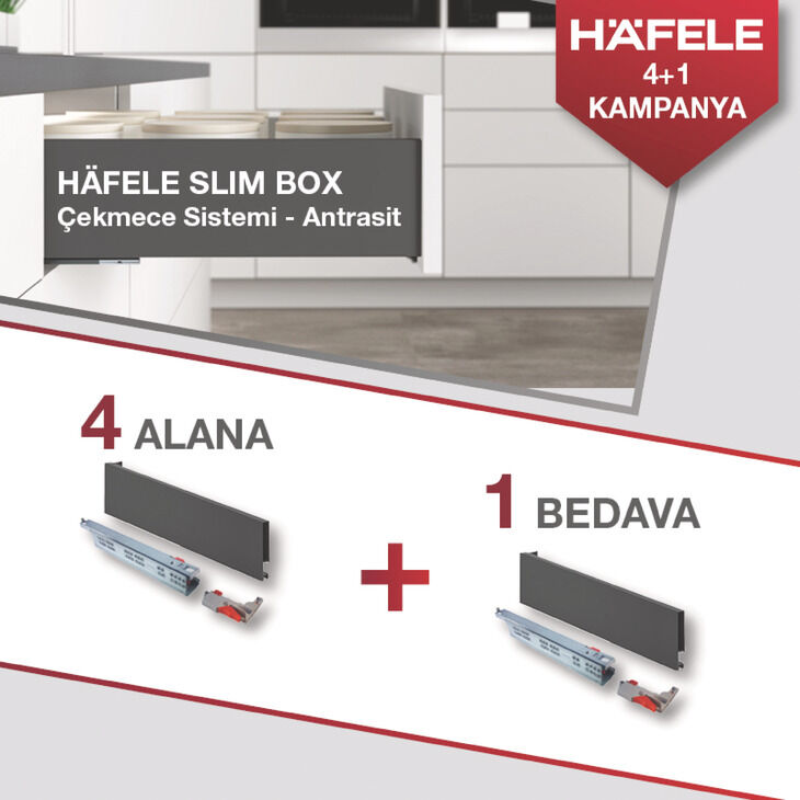 Çift Yanaklı Çekmece Sistemi, HÄFELE SLIM BOX, Çekmece Yanağı, 18 mm Ahşap Kalınlığı İçin