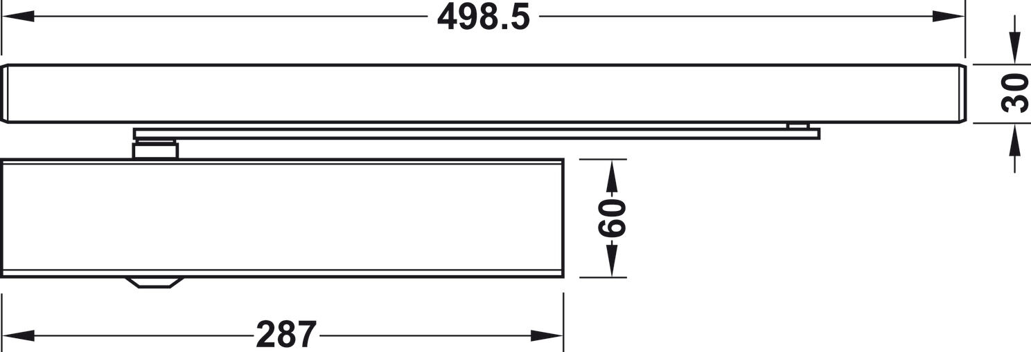 Üst kapı kapatıcı, TS 5000 E, EN 2–6, kılavuz raylı, Geze 2