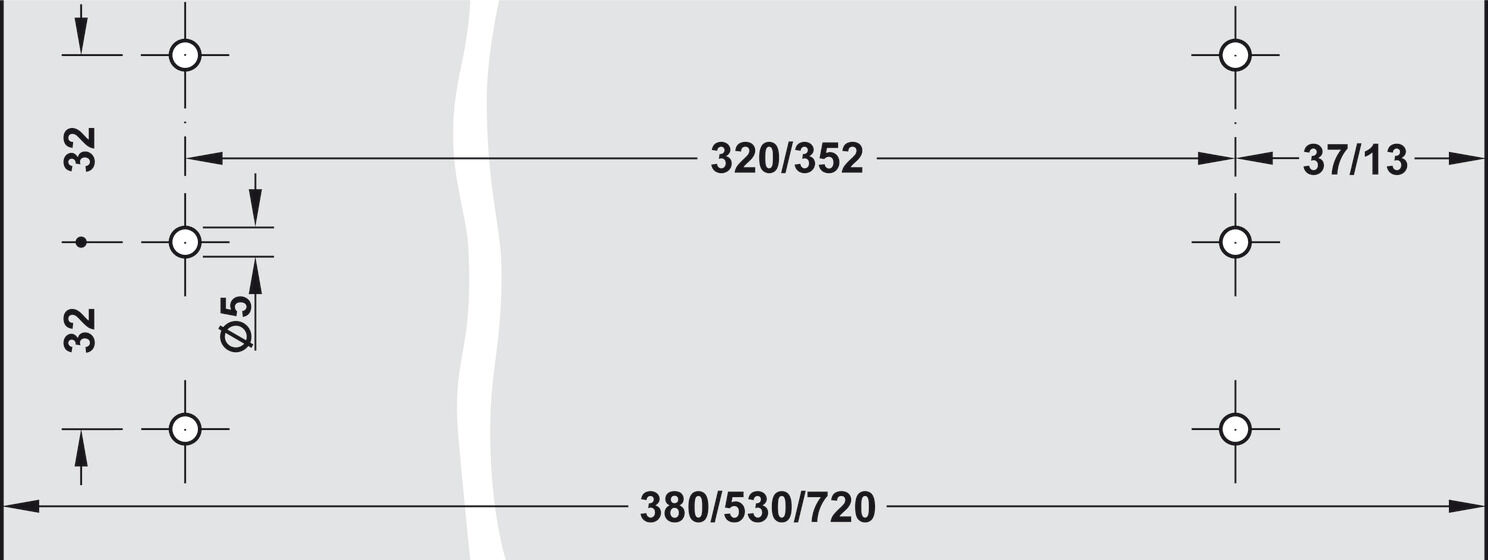 Çekmece rayları, Häfele Matrix Runner OC P35/45, ekstra açılım 3