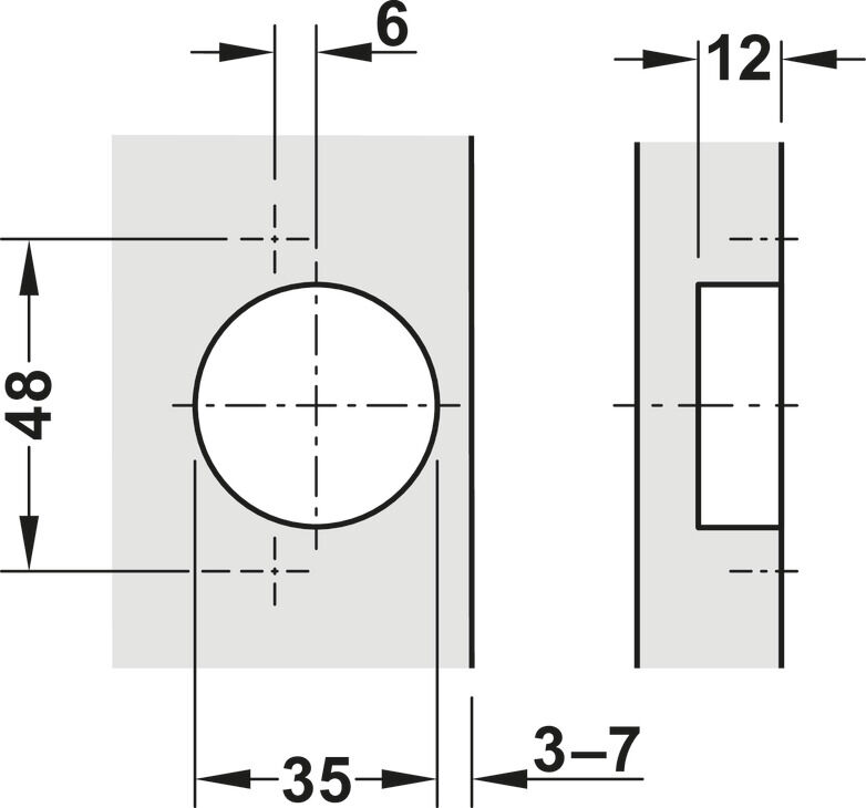 Gizli menteşe, Häfele Metalla 310 SM 110°, yarım binili montaj/ikiz montaj 4
