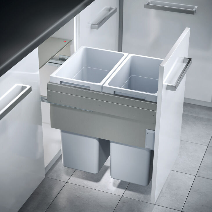 İki bölmeli çöp kutusu, 2 x 38 litre, Hailo Euro-Cargo
