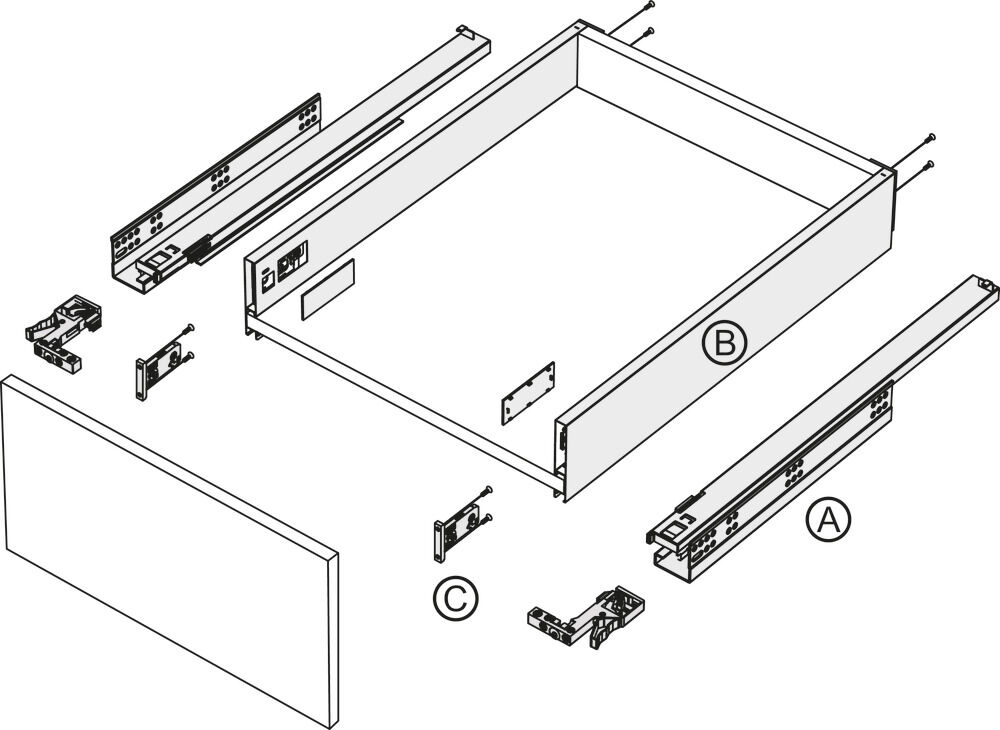 Häfele SLIM BOX Çekmece Sistemi, Tam açılım, Yavaşlatıcılı 2