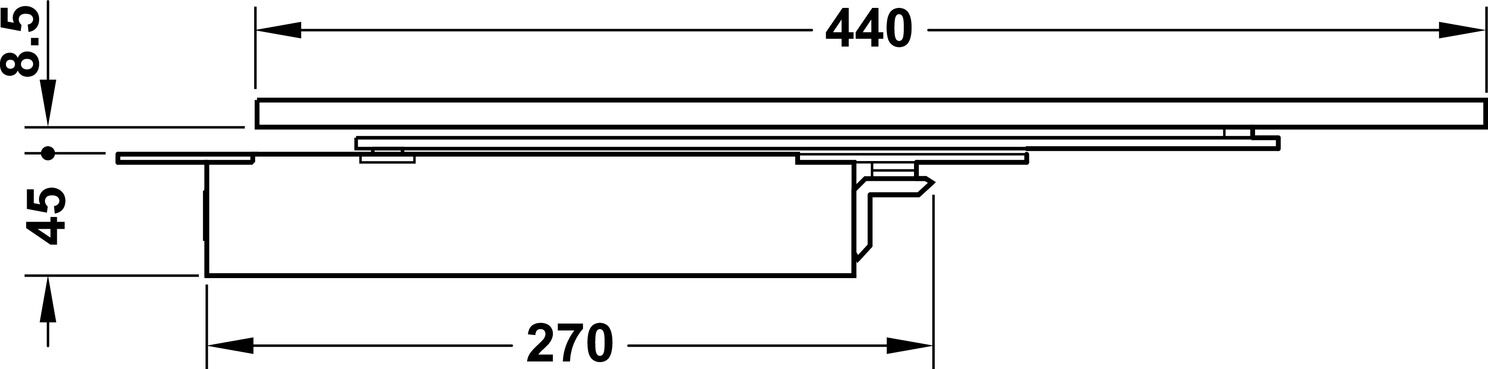 Kapı kapatıcı, Boxer, EN 2–4, gizli, mekanik açık tutma işlevi ile, Geze 2