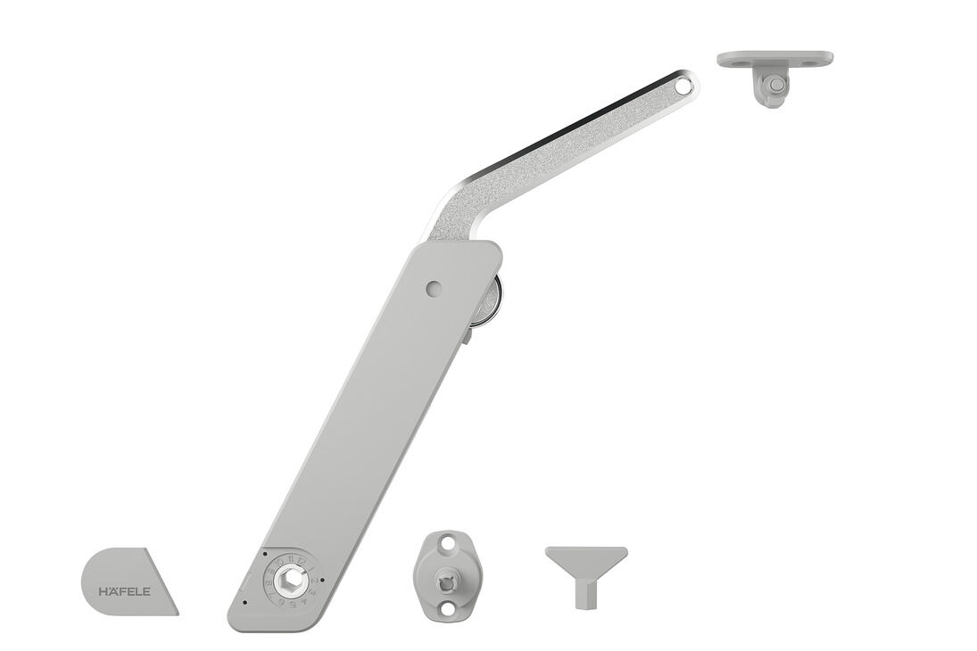 Kalkar kapak makası, Häfele Free kapak H 1.5 – metal destek kollu plastik, tek taraflı uygulama için bağımsız set