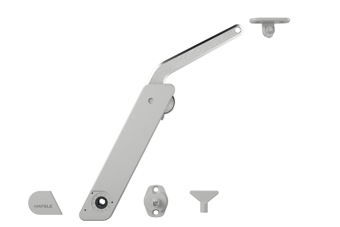 Kalkar kapak makası, Häfele Free kapak H 1.5 – metal destek kollu plastik, tek taraflı uygulama için bağımsız set