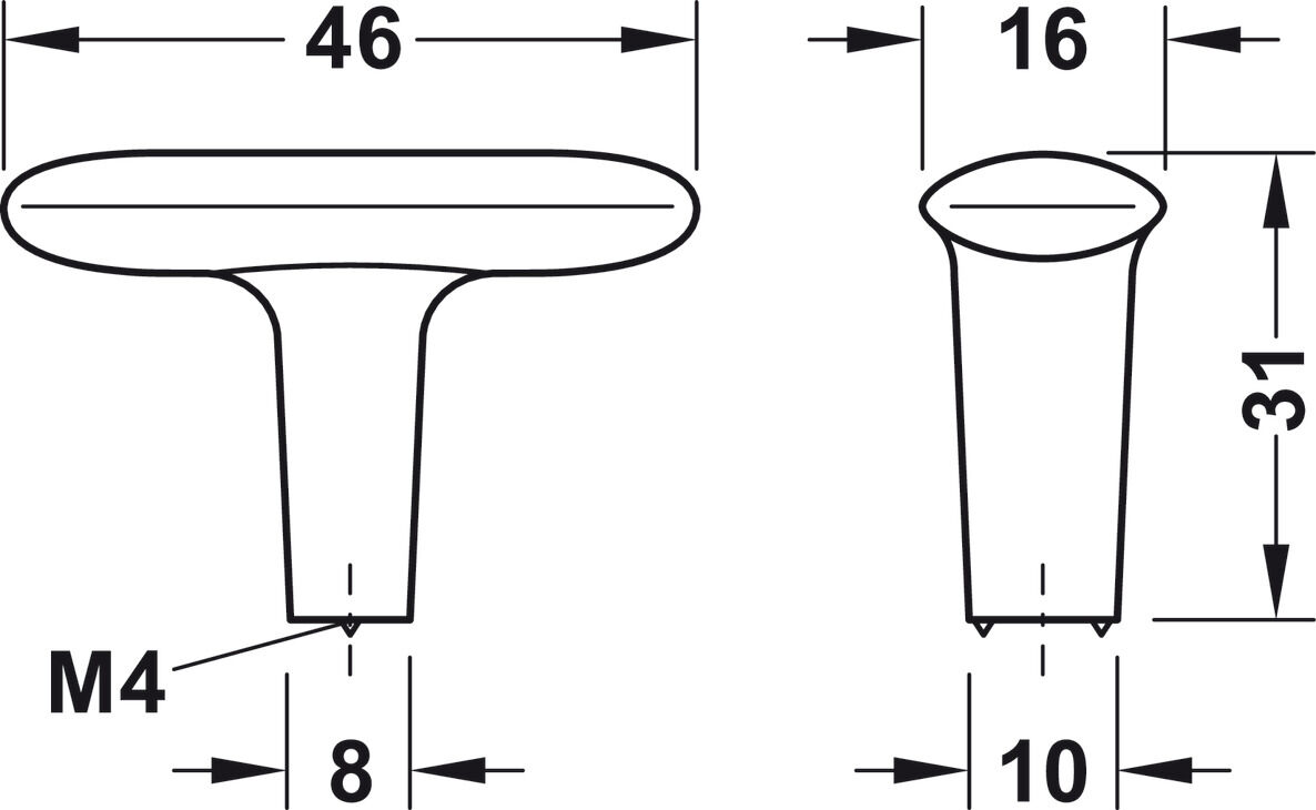 Düğme kulp, Häfele Déco H2140, zamak 3