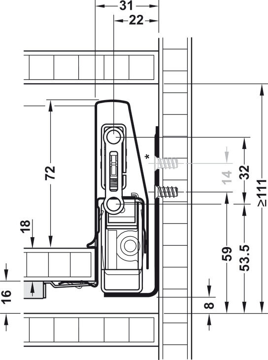 Çift Yanaklı Çekmece Sistemi, HÄFELE Matrix Box P, Çekmece Seti, 18 mm Ahşap Kalınlığı İçin 2