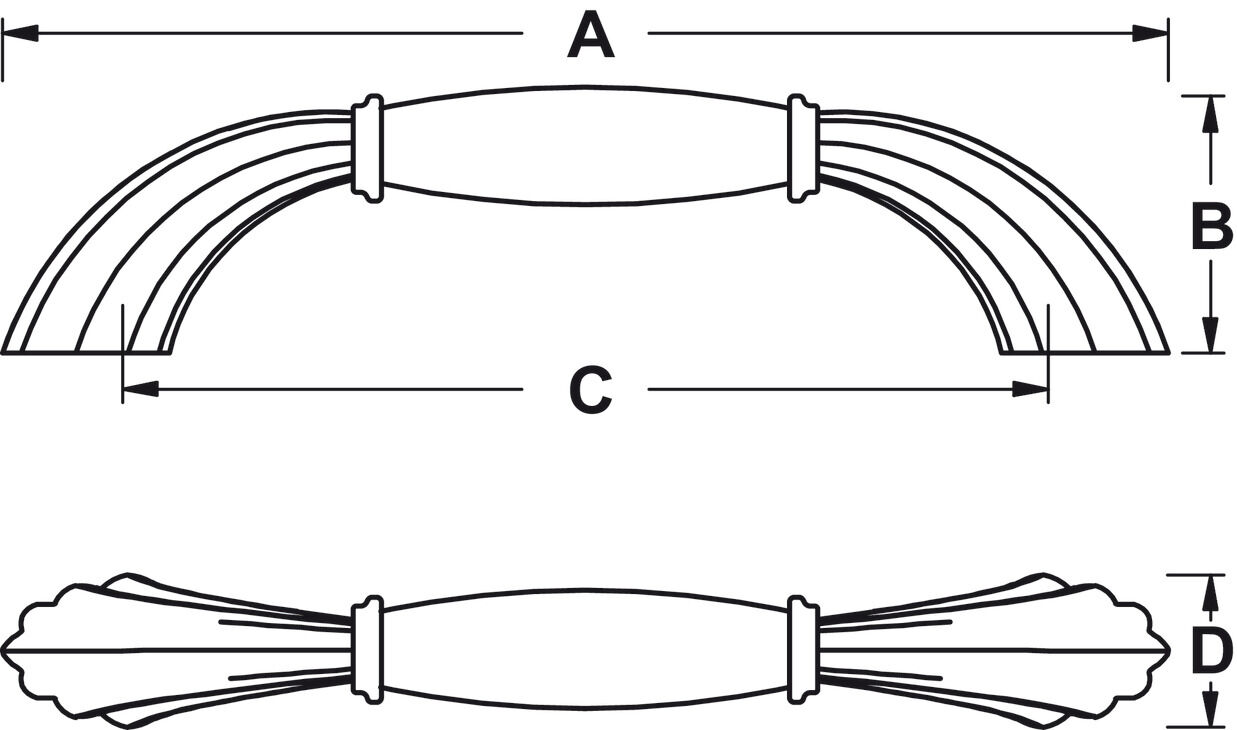 ROOSA Akslı Kulp Zamak/Porselen - 180x33 mm 21 mm Siyah Mat 2