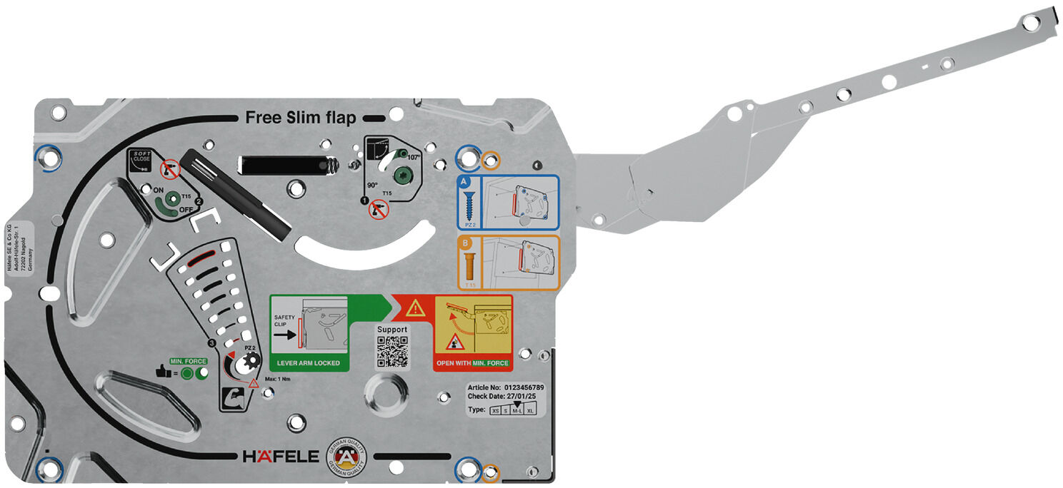 Kalkar Kapak Makası, Häfele Free Slim flap 1.12