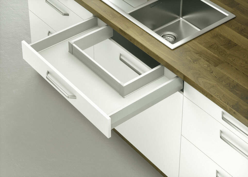 Çift Yanaklı Çekmece Sistemi, HÄFELE MATRIX BOX P, Eviye Altı Çekmece Seti, 18 mm Ahşap Kalınlığı İçin